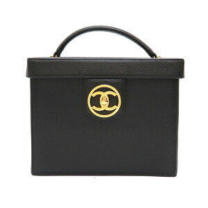 CHANEL Vanity Coco Mark Shoulder Strap Handbag Caviar Black